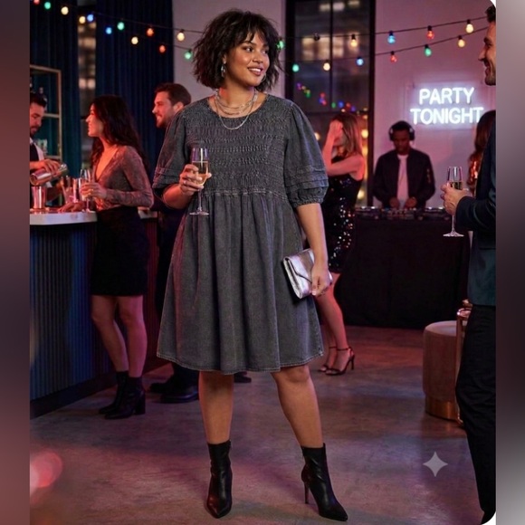 Terra & Sky Dresses & Skirts - Black Smocked Midi Dress